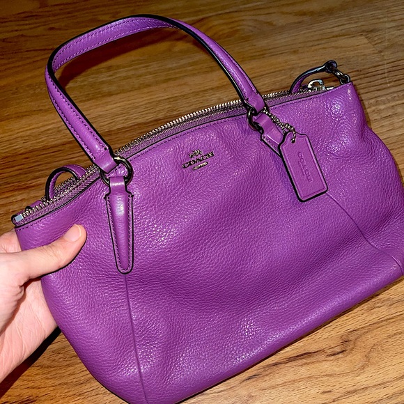 Coach Bags Coach Purple Leather Crossbody W Silver Crossbody In Perfect Condition Poshmark